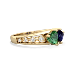 Lab Emerald Heart To Heart 14K Yellow Gold ring R3342