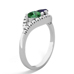 Lab Emerald Mother And Child 14K White Gold ring R3010