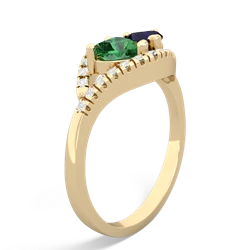 Lab Emerald Mother And Child 14K Yellow Gold ring R3010