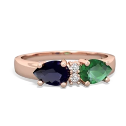 Lab Emerald Pear Bowtie 14K Rose Gold ring R0865