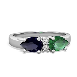 Lab Emerald Pear Bowtie 14K White Gold ring R0865