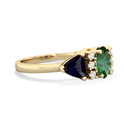 Lab Emerald Antique Style Three Stone 14K Yellow Gold ring R2186