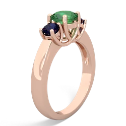 Lab Emerald Three Stone Round Trellis 14K Rose Gold ring R4018