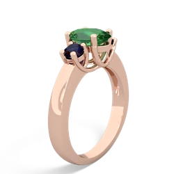 Lab Emerald Three Stone Oval Trellis 14K Rose Gold ring R4024