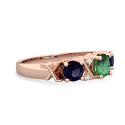 Lab Emerald Hugs And Kisses 14K Rose Gold ring R5016