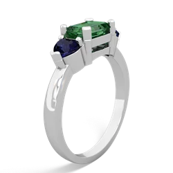 Lab Emerald Three Stone 14K White Gold ring R5235