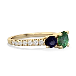 Lab Emerald Pave Trellis 14K Yellow Gold ring R5500