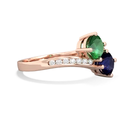 Lab Emerald Channel Set Two Stone 14K Rose Gold ring R5303