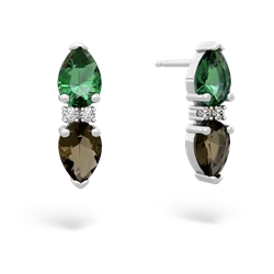 Lab Emerald Bowtie Drop 14K White Gold earrings E0865