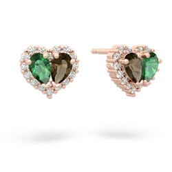 Lab Emerald Halo 14K Rose Gold earrings E7008
