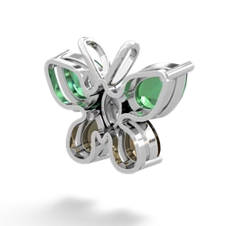 Lab Emerald Butterfly 14K White Gold pendant P2215