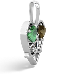 Lab Emerald Celtic Trinity Heart 14K White Gold pendant P5331