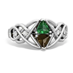 Lab Emerald Keepsake Celtic Knot 14K White Gold ring R5300