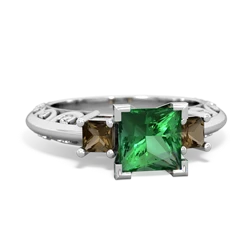 Lab Emerald Eternal Embrace Engagement 14K White Gold ring C2001