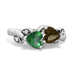 Lab Emerald Floral Elegance 14K White Gold ring R5790