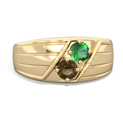 Lab Emerald Men's Streamline 14K Yellow Gold ring R0460