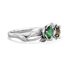 Lab Emerald Rose Garden 14K White Gold ring R5510