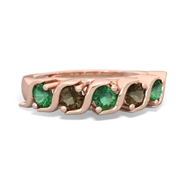 Lab Emerald Anniversary Band 14K Rose Gold ring R2089