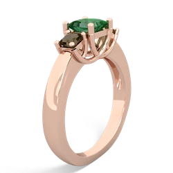 Lab Emerald Three Stone Trellis 14K Rose Gold ring R4015