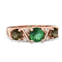 Lab Emerald Hugs And Kisses 14K Rose Gold ring R5016