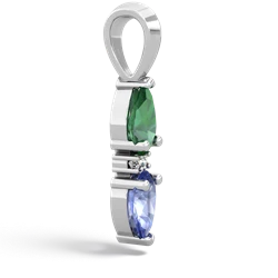 Lab Emerald Bowtie Drop 14K White Gold pendant P0865