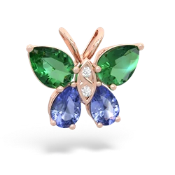 Lab Emerald Butterfly 14K Rose Gold pendant P2215