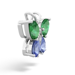 Lab Emerald Butterfly 14K White Gold pendant P2215