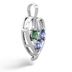 Lab Emerald Glowing Heart 14K White Gold pendant P2233