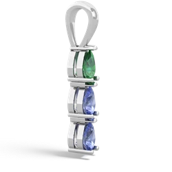 Lab Emerald Dew Drops 14K White Gold pendant P2251