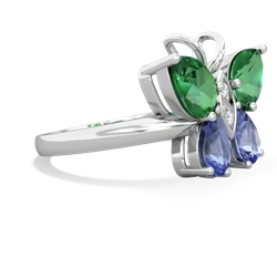 Lab Emerald Butterfly 14K White Gold ring R2215