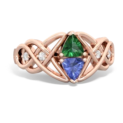 Lab Emerald Keepsake Celtic Knot 14K Rose Gold ring R5300