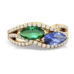 Lab Emerald Diamond Rivers 14K Yellow Gold ring R3070