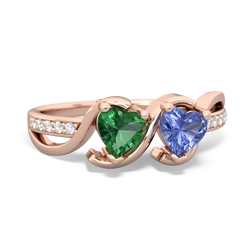 Lab Emerald Side By Side 14K Rose Gold ring R3090