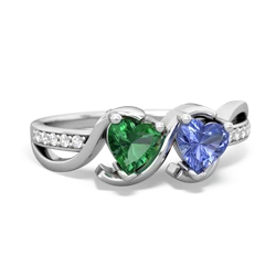 Lab Emerald Side By Side 14K White Gold ring R3090