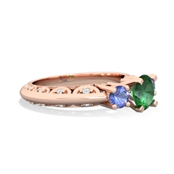 Lab Emerald Art Deco Eternal Embrace Engagement 14K Rose Gold ring C2003