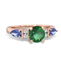 Lab Emerald 6Mm Round Eternal Embrace Engagement 14K Rose Gold ring R2005