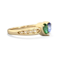 Lab Emerald Filligree 'One Heart' 14K Yellow Gold ring R5070