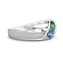 Lab Emerald Men's Streamline 14K White Gold ring R0460