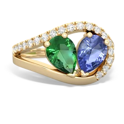 Lab Emerald Nestled Heart Keepsake 14K Yellow Gold ring R5650