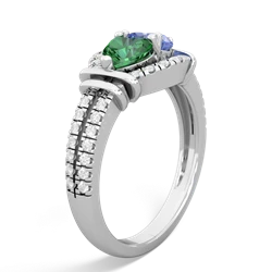 Lab Emerald Art-Deco Keepsake 14K White Gold ring R5630