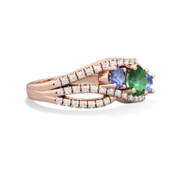 Lab Emerald Three Stone Aurora 14K Rose Gold ring R3080