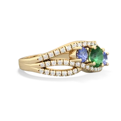 Lab Emerald Three Stone Aurora 14K Yellow Gold ring R3080