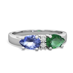 Lab Emerald Pear Bowtie 14K White Gold ring R0865