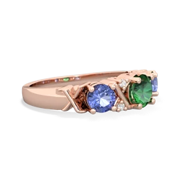 Lab Emerald Hugs And Kisses 14K Rose Gold ring R5016