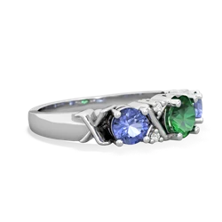 Lab Emerald Hugs And Kisses 14K White Gold ring R5016