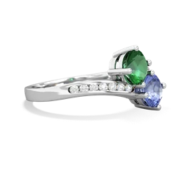 Lab Emerald Channel Set Two Stone 14K White Gold ring R5303