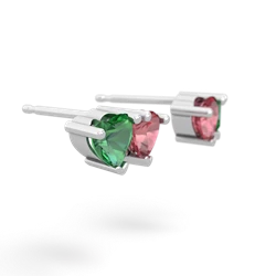 Lab Emerald Sweethearts 14K White Gold earrings E5260