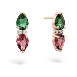 Lab Emerald Bowtie Drop 14K Rose Gold earrings E0865