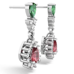 Lab Emerald Halo Pear Dangle 14K White Gold earrings E1882