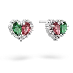 Lab Emerald Halo 14K White Gold earrings E7008